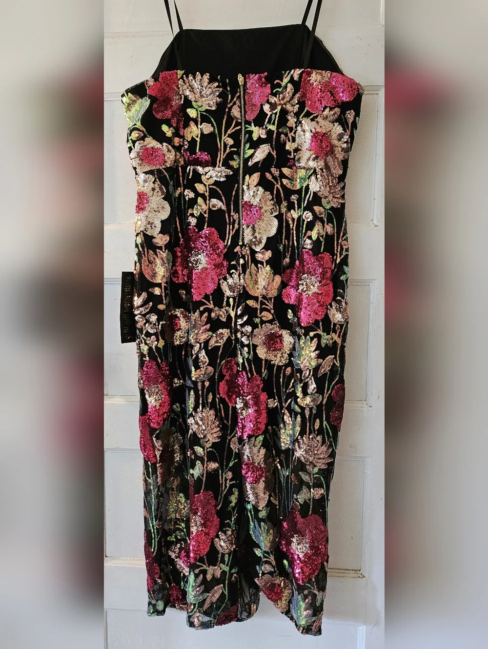 Bebe Black Strapless Floral Sequin Midi Dressbebe - Picture 3 of 5